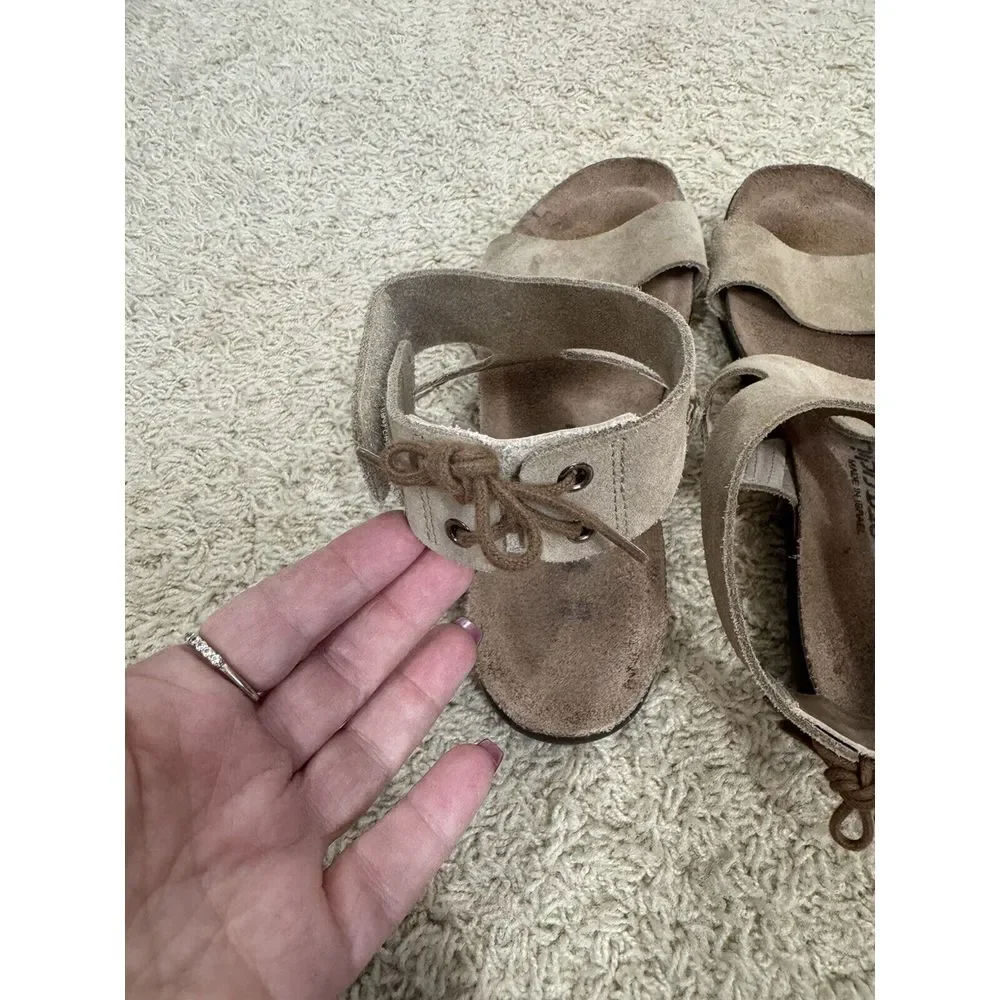 Naot Women's Tan Suede Larissa Comfort Sandals Size Euro 40 US 9 Ankle Tie Boho - Picture 5 of 12